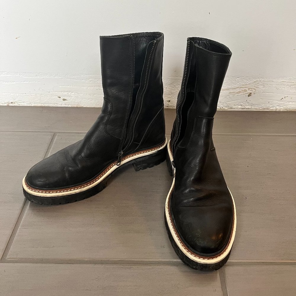 Designer Ann Demeulemeester Leather Lug Sole Boot